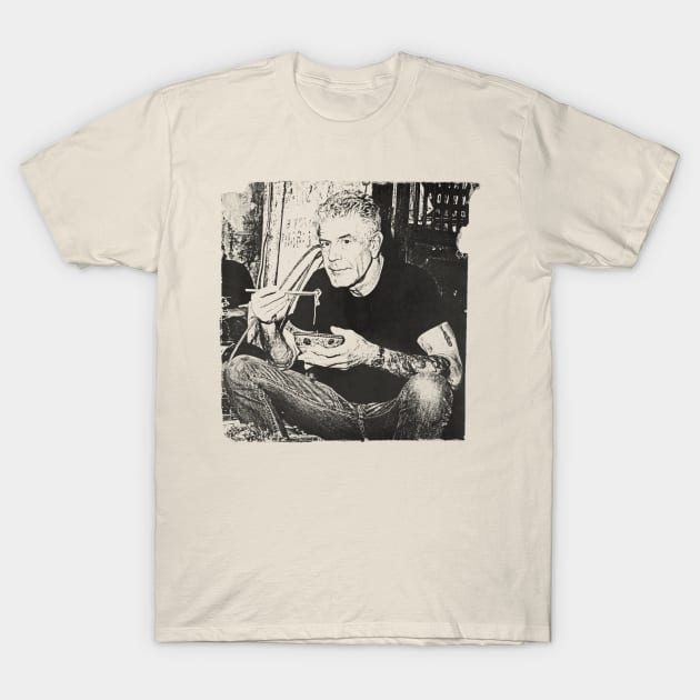 Anthony Bourdain With Noodle T-Shirt by Knockbackhaunt